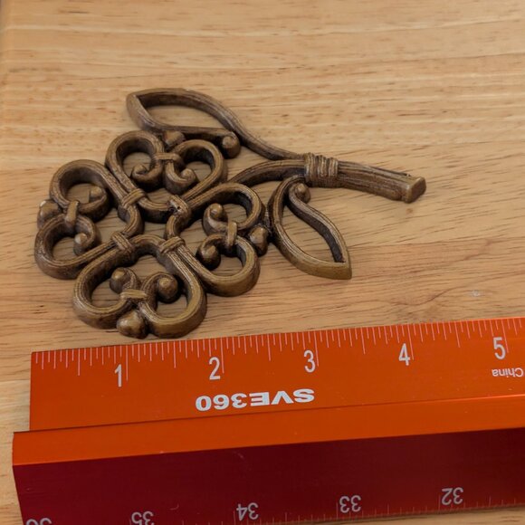 Vintage 1978 Syroco Flower Wall Decorations Set Of 3 #7560 Wicker Look - Picture 7 of 8